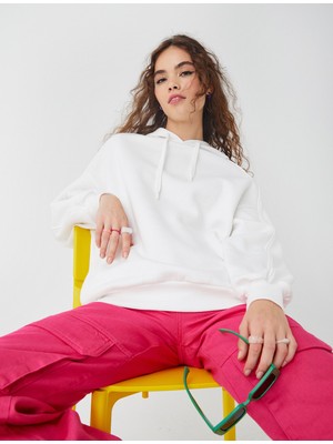 Koton Oversize Kapüşonlu Sweatshirt İçi Polarlı