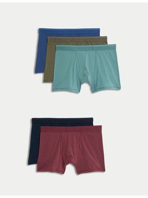 Marks & Spencer 5'li Pamuk Karışımlı Cool & Fresh™ Çizgili Boxer Set