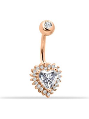 Taşlı Kalp Gösterişli Göbek Piercing