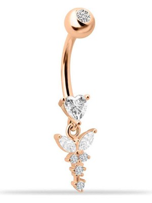 Kalp Taşlı Sallantılı Göbek Piercing