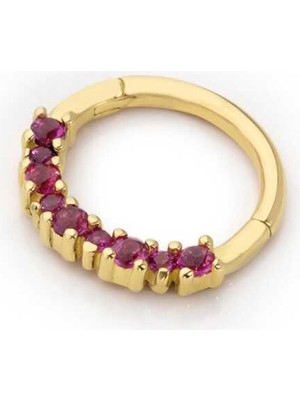 Büyük Küçük Kırmızı Taşlı Helix Piercing