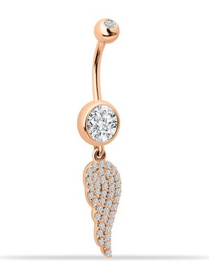 Taşlı Büyük Kanat Sallantılı Göbek Piercing