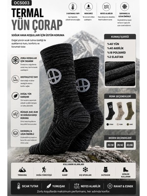 Oil Company Siyah Termal Yün Çorap Unisex