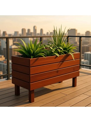 Orman Evim Ahşap Çiçeklik Dekoratif Dış Mekan Saksı 30x100x50