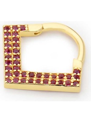 Kırmızı Taşlı Üçgen Helix Piercing