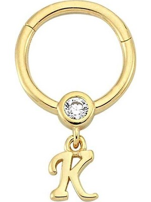 Taşlı K Harfi Sallantılı Helix Piercing