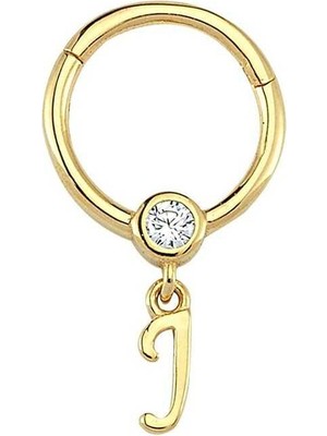 Taşlı J Harfi Sallantılı Helix Piercing