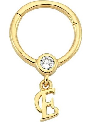 Taşlı E Harfi Sallantılı Helix Piercing