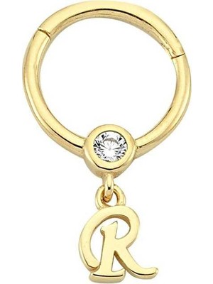 Taşlı R Harfi Sallantılı Helix Piercing