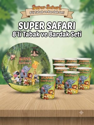 Safari Temalı Doğum Günü Parti Seti,tabak,bardak Seti 8kişilik