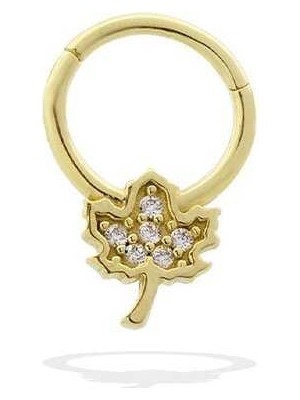 Taşlı Yaprak Motifli Helix Piercing