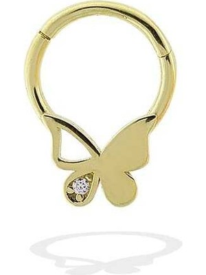 Taşlı Kelebek Motifli Helix Piercing