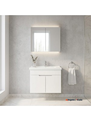 Kale Stora 80 cm Set Parlak Beyaz (Lavabo Dolabı + Aynalı Dolap)