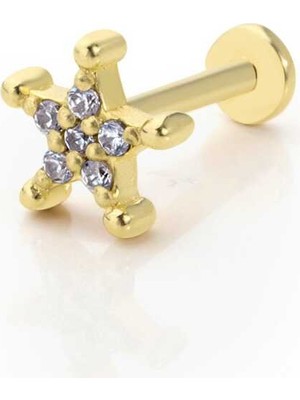 Top Detaylı Taşlı Küçük Yıldız Tragus Piercing