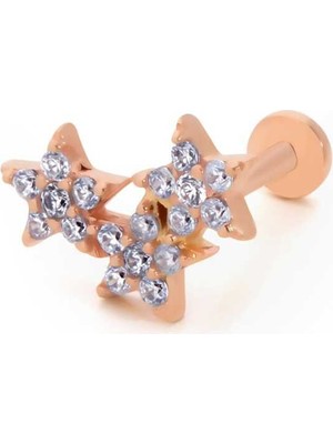 Üç Yıldız Model Taşlı Tragus Piercing