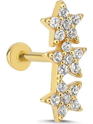 Üçlü Yıldız Taşlı Tragus Piercing