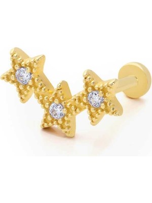 Üç Yıldız Model Taşlı Tragus Piercing