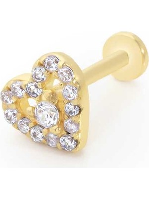 Taşlı Kalp Desen Tragus Piercing