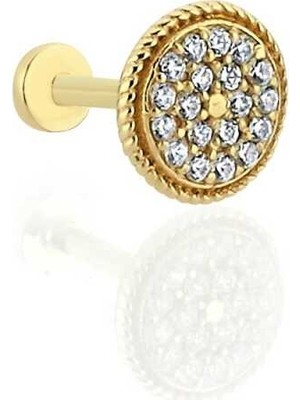 Yuvarlak Işleme Detaylı Taşlı Tragus Piercing