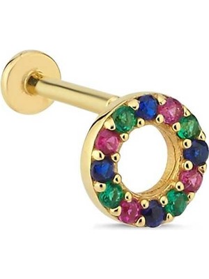 Halka Model Gökkuşağı Renkli Tragus Piercing