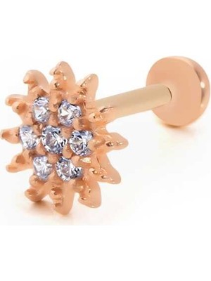 Çiçek Desen Taşlı Tragus Piercing