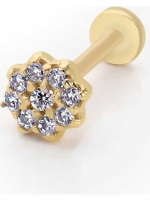 Çiçek Model Taşlı Tragus Piercing