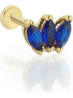 Üçlü Lacivert Markiz Tragus Piercing