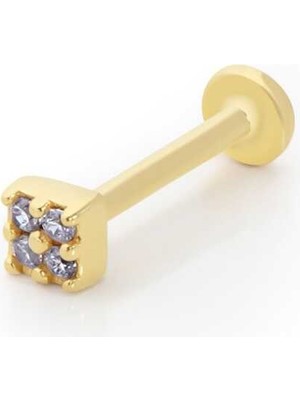Kare Model Dört Taşlı Tragus Piercing