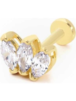 Üçlü Beyaz Markiz Tragus Piercing