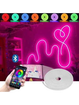 Burul RGB Neon Led Şerit Bluetooth Kontrol 256 Renk