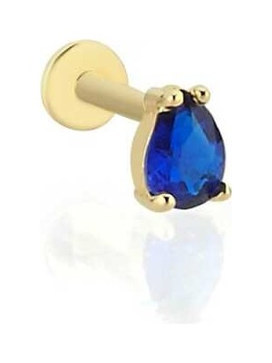 Mavi Damla Taş Model Tragus Piercing