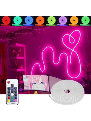 Burul RGB Neon Led Şerit 20 Renk Rf Kumandalı