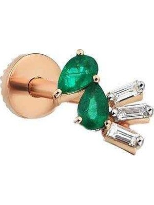 Yeşil Damla Taş Model Tragus Piercing