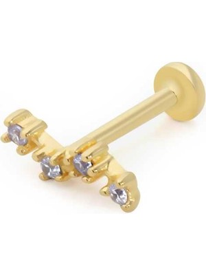 Dalga Model Dört Taş Tragus Piercing