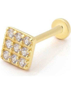 Kare Model Dokuz Taşlı Tragus Piercing