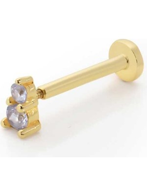 Sade Çift Taşlı Tragus Piercing