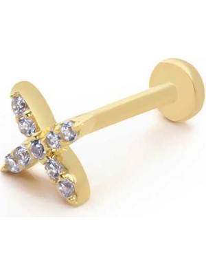 Çarpı Model Taşlı Tragus Piercing
