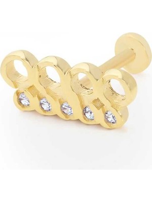 Iki Sıra Taşlı Sarmal Model Tragus Piercing
