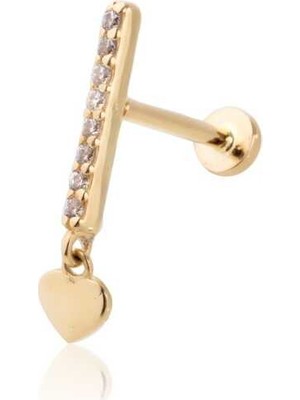 Sekiz Taşlı Çubuk Ucunda Kalp Tragus Piercing
