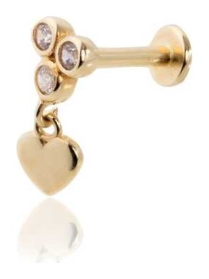 Üç Top Taş Ucunda Kalp Tragus Piercing
