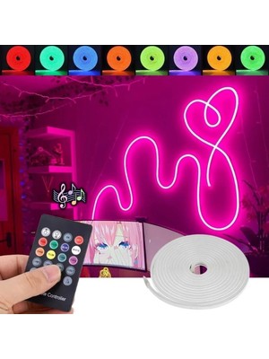 Burul RGB Neon Led Şerit 8 Renk Sese Duyarlı Kumandalı