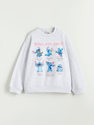 Lc Waikiki Yeni Sezon Stitch Baskılı Kız Çocuk Kalın Sweatshirt