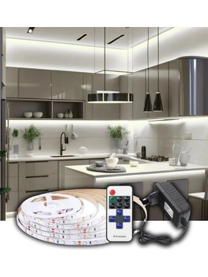 Burul 5 Metre Şerit Led Işık Dimmer Kumandalı Mutfak Tezgah Çalışma Masası Raf Işık