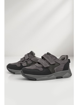 Rakerplus Hakiki Deri Gri Çocuk Sneakers Spor Ayakkabı