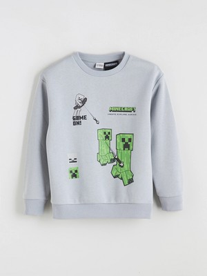 Lc Waikiki Yeni Sezon Bisiklet Yaka Minecraft Baskılı Erkek Çocuk Sweatshirt