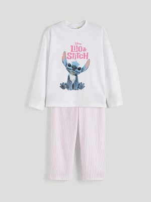 Lc Waikiki Yeni Sezon Bisiklet Yaka Stitch Baskılı Kız Çocuk Pijama Takımı