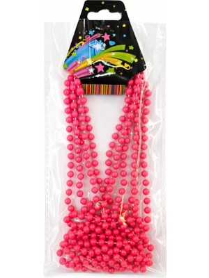 Uravas Store Mey Ithalat® Neon Pembe Boncuk Kolye 80 cm – Retro 80’ler 90’lar Parti Aksesuarı