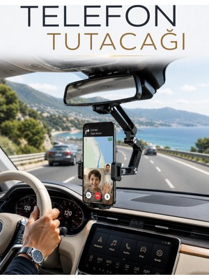 Uravas Store Mey Ithalat® Araç Içi Dikiz Aynası Telefon Tutucu 360° Döner Ayarlanabilir Katlanabilir
