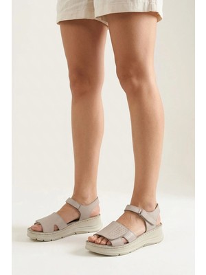 Ziya, Kadın Hakiki Deri Konfor Sandalet 1611051Z7110 Silver