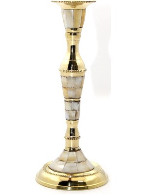 Uravas Store Tekli Pirinç Sedefli Şamdan 6023